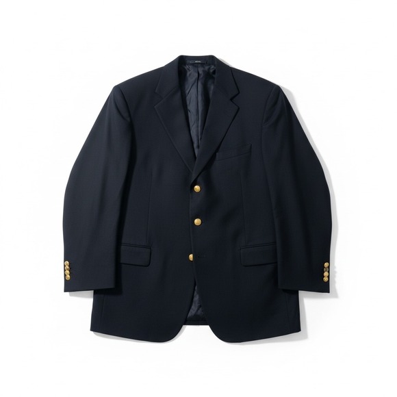 Brooks Brothers Brooksease Loro Piana Wool Navy Blazer Gold Button Men's 45R